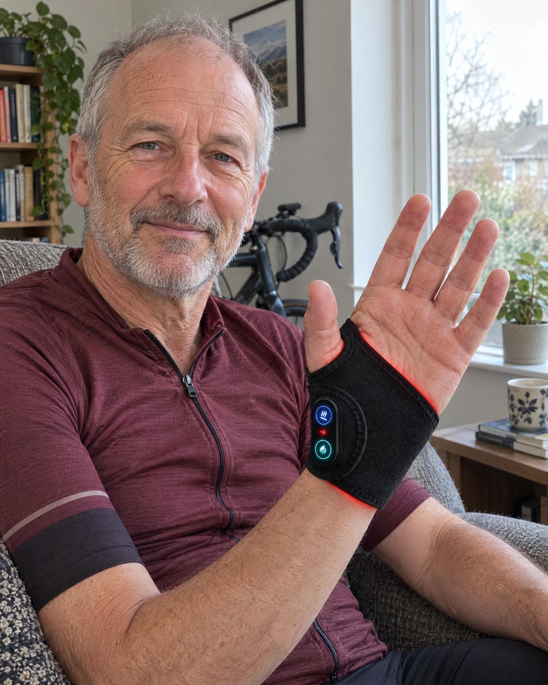 AI-generated illustration of Osteane Wrap for the cyclist product page